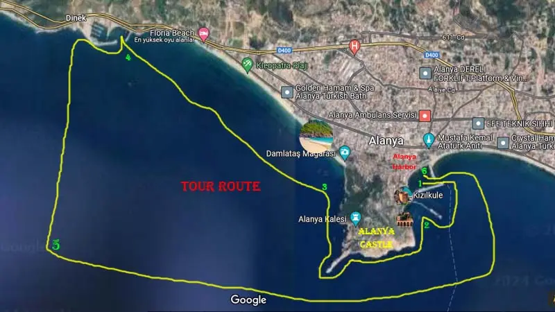 tour route alanya boat trip